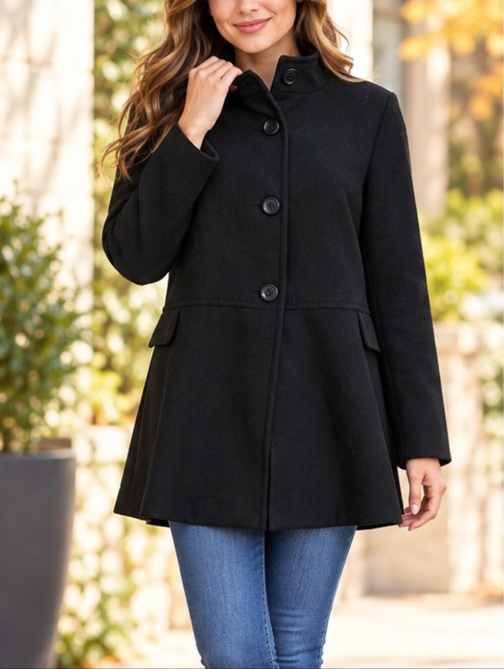 Old Navy Black Wool-Blend Style Coat – Size XL